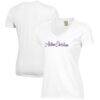 Abilene Christian University Wildcats Women's Script Logo Comfort Wash V-Neck T-Shirt - White - Front View