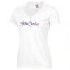 Abilene Christian University Wildcats Women's Script Logo Comfort Wash V-Neck T-Shirt - White - Side View