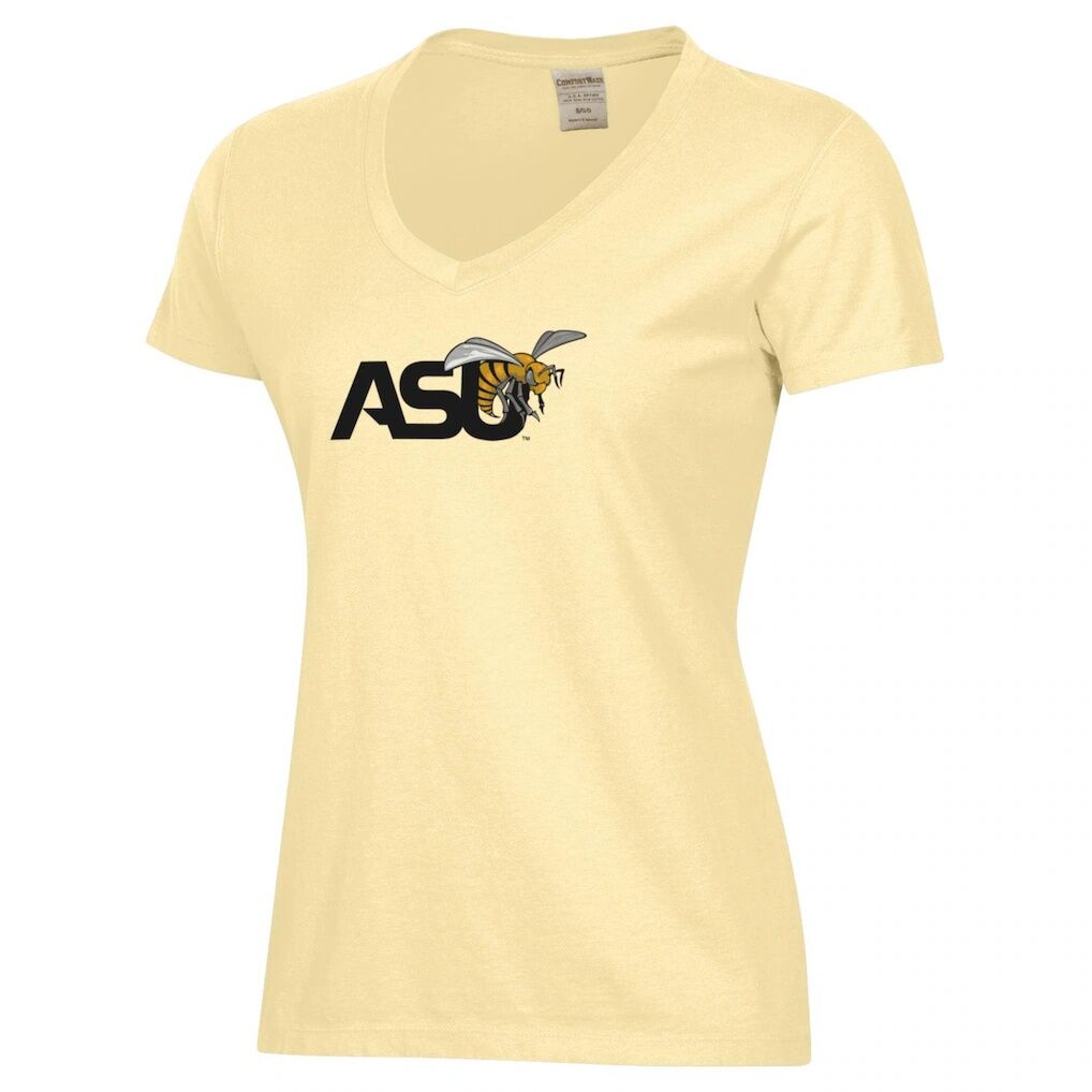 Alabama State Hornets Women's Logo Comfort Wash V-Neck T-Shirt