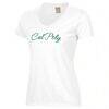Cal Poly Mustangs Women's Script Logo Comfort Wash V-Neck T-Shirt - White - Side View