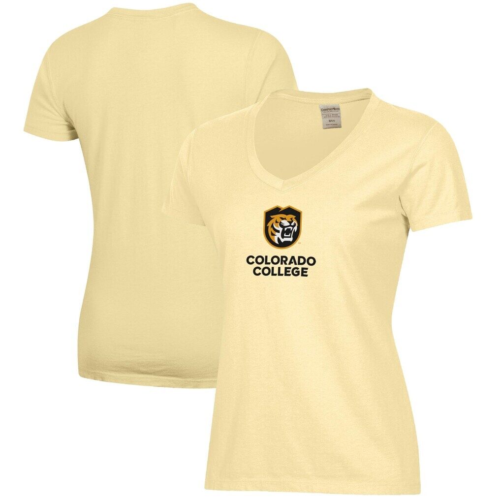Colorado College Tigers Women's Logo Comfort Wash V-Neck T-Shirt