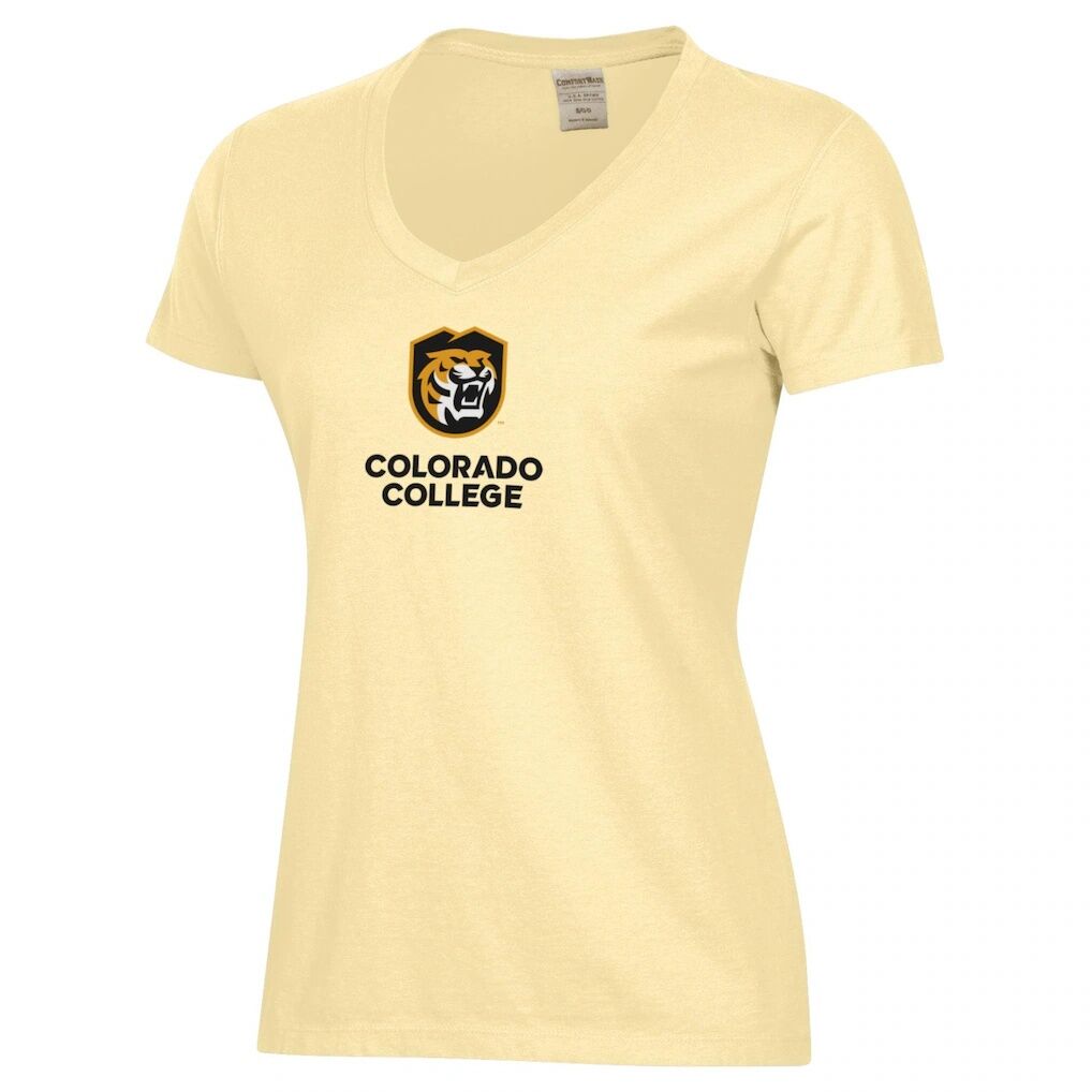 Colorado College Tigers Women's Logo Comfort Wash V-Neck T-Shirt