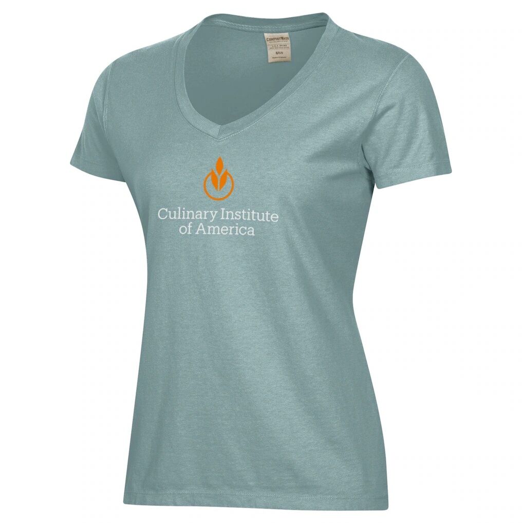 Culinary Institute of America Steels Women's Logo Comfort Wash V-Neck T-Shirt