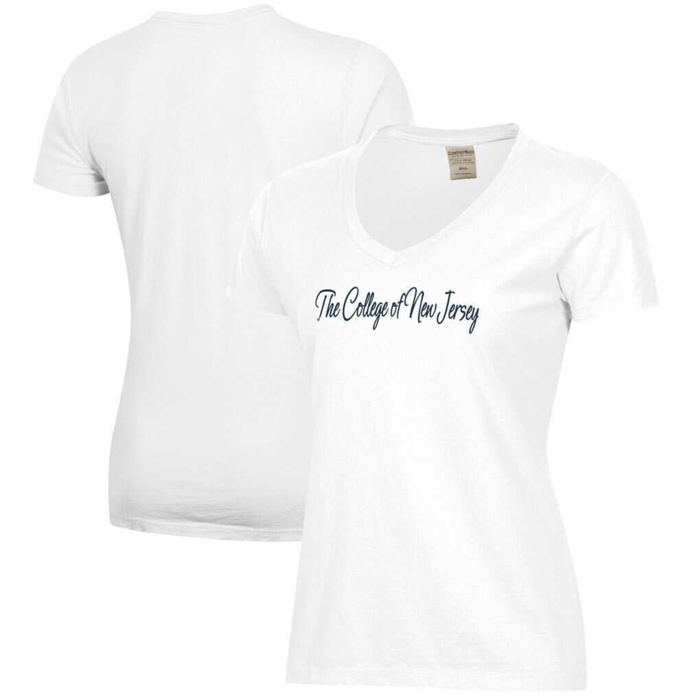 College of New Jersey Lions Women's Script Logo Comfort Wash V-Neck T-Shirt