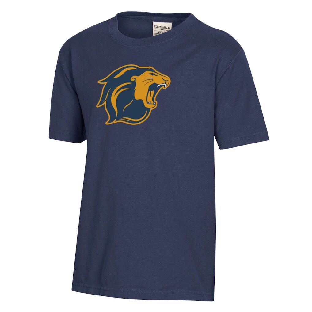 College of New Jersey Lions Youth Logo Comfort Wash T-Shirt - Heather Navy