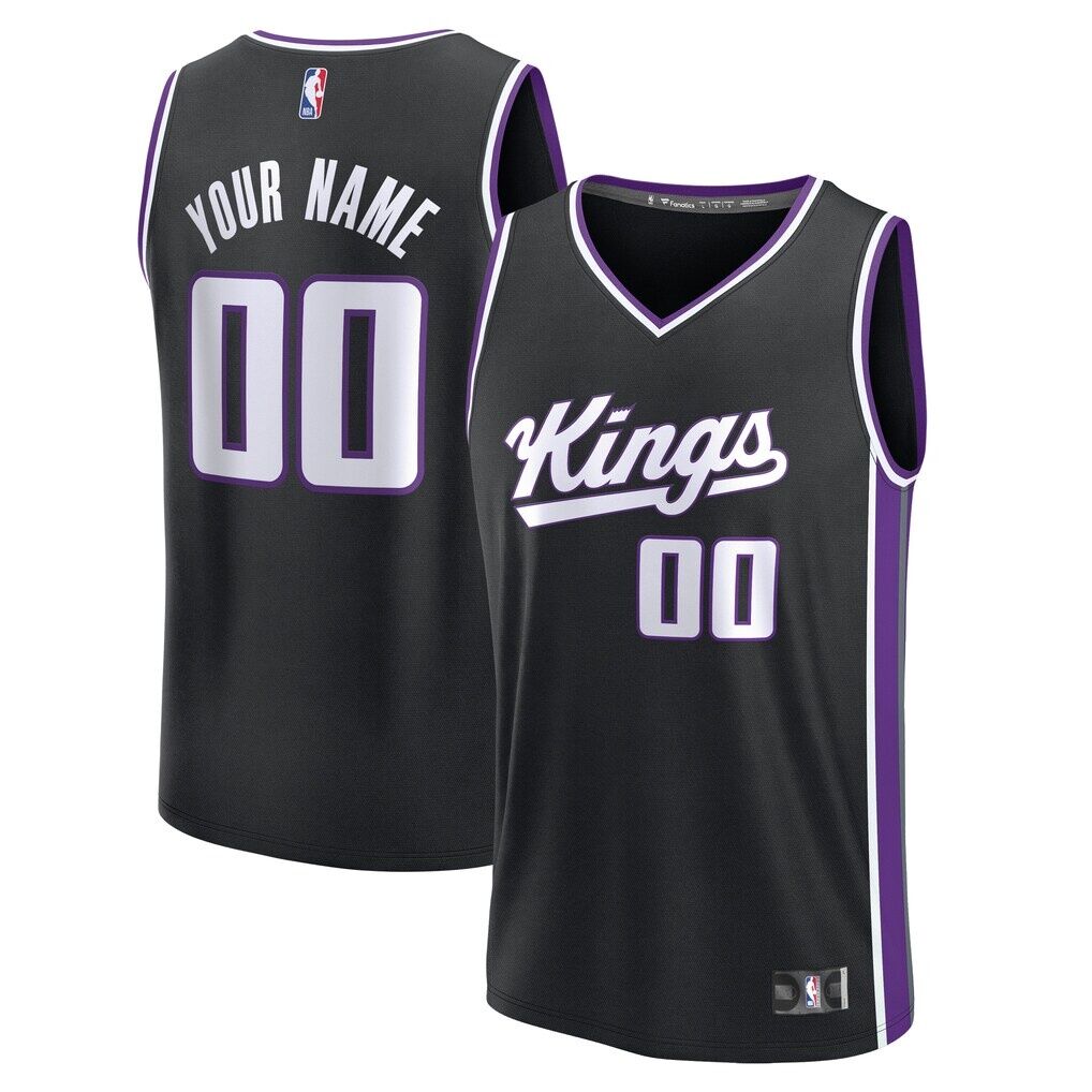 Sacramento Kings Fashion7 Youth Fast Break Custom Replica Jersey - Black  - Icon Edition