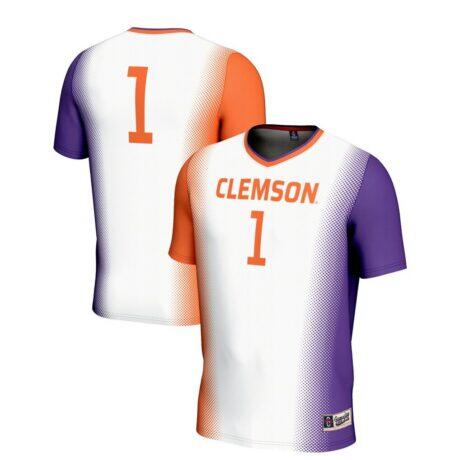 #1 Clemson Tigers GameDay Greats Youth Lightweight Women's Soccer Jersey - White - Front View