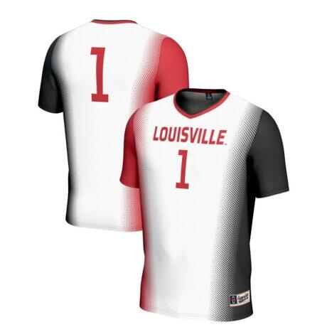 #1 Louisville Cardinals GameDay Greats Youth Lightweight Women's Soccer Jersey - White - Front View