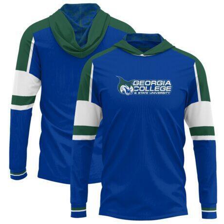 Georgia College Bobcats ProSphere Throwback Long Sleeve Hoodie T-Shirt - Blue - Front View