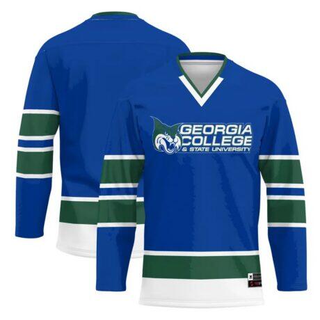 Georgia College Bobcats GameDay Greats Youth Hockey Jersey - Blue - Front View
