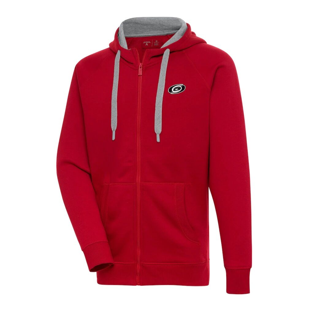 Carolina Hurricanes Antigua Metallic Logo Victory Full-Zip Hoodie