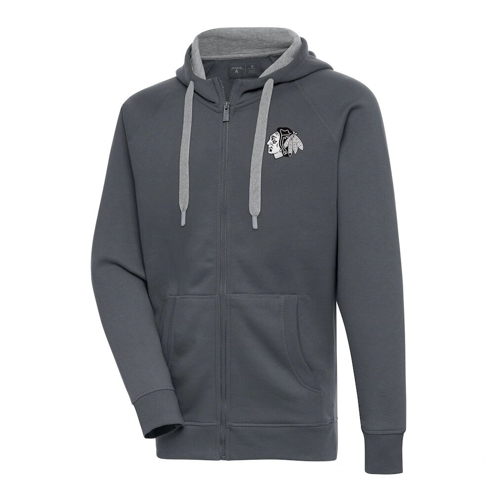 Chicago Blackhawks Antigua Metallic Logo Victory Full-Zip Hoodie