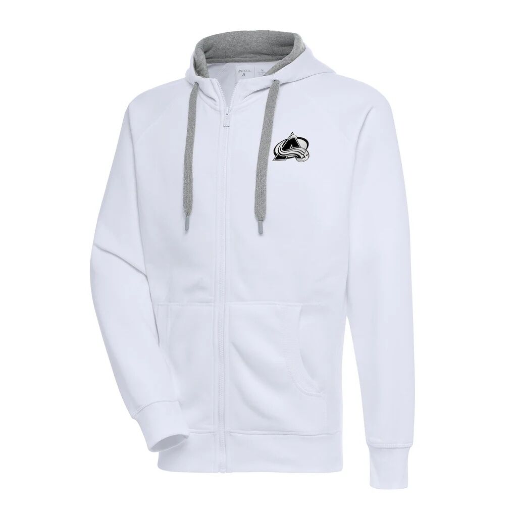 Colorado Avalanche Antigua Metallic Logo Victory Full-Zip Hoodie