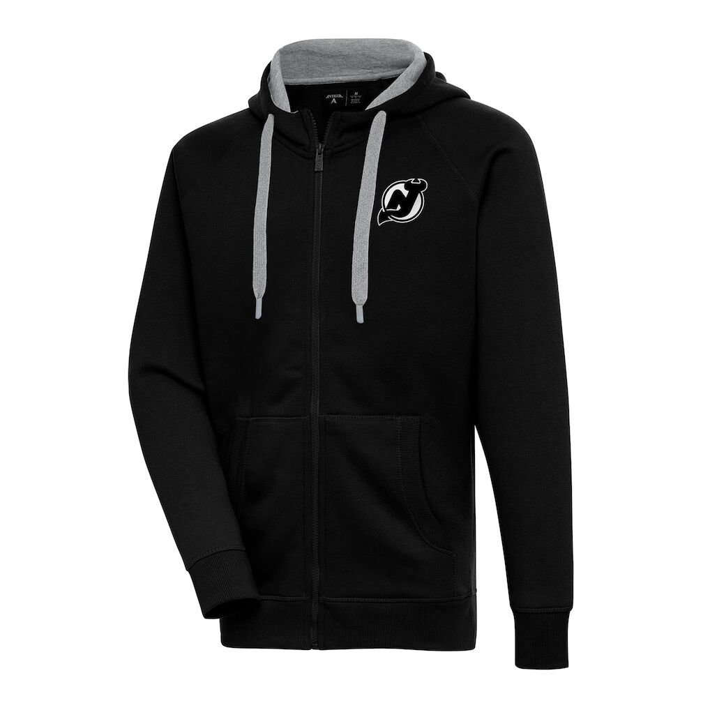 New Jersey Devils Antigua Metallic Logo Victory Full-Zip Hoodie