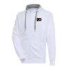 Philadelphia Flyers Antigua Metallic Logo Victory Full-Zip Hoodie - White - Front View