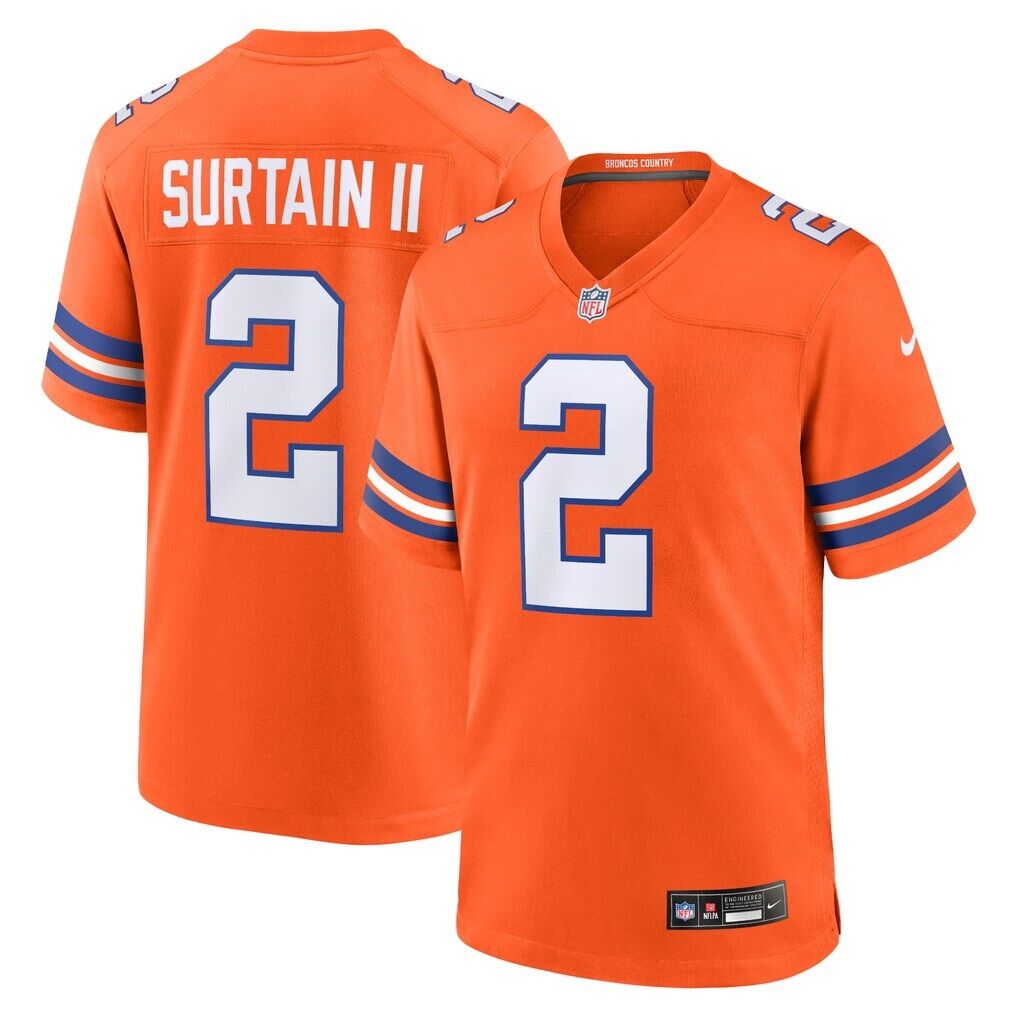 Patrick Surtain II Denver Broncos Nike Mile High Collection 1977 Throwback Player Game Jersey