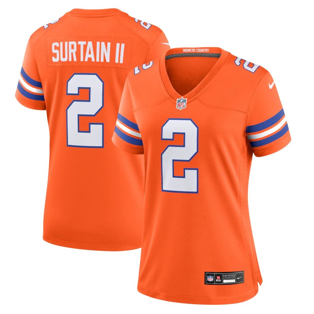 Patrick Surtain II Denver Broncos Nike Women's Mile High Collection 1977 Throwback Player Game Jersey