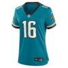 Trevor Lawrence Jacksonville Jaguars Nike Women's Prowler Throwback Game Jersey - Teal - Side View