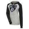 Brooklyn Nets Antigua Women's Victory Raglan Sleeve Pullover Hoodie - - Front View