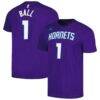 LaMelo Ball Charlotte Hornets Jordan Brand 2022/23 Statement Edition Name & Number T-Shirt - Purple - Front View