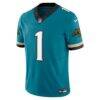 Travis Etienne Jacksonville Jaguars Nike Prowler Throwback Vapor F.U.S.E. Limited Jersey - Teal - Side View
