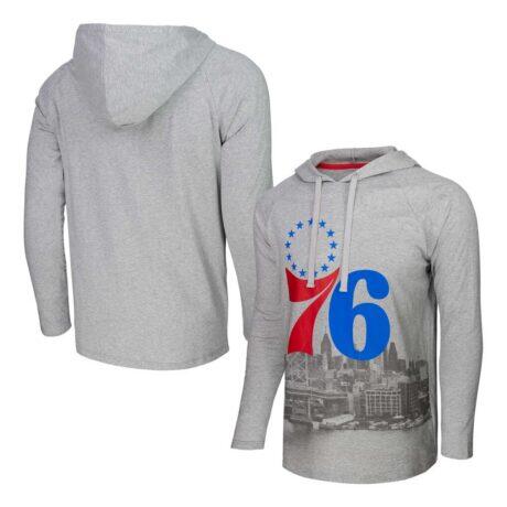 Philadelphia 76ers Stadium Essentials Atrium Raglan Long Sleeve Hoodie T-Shirt - - Front View