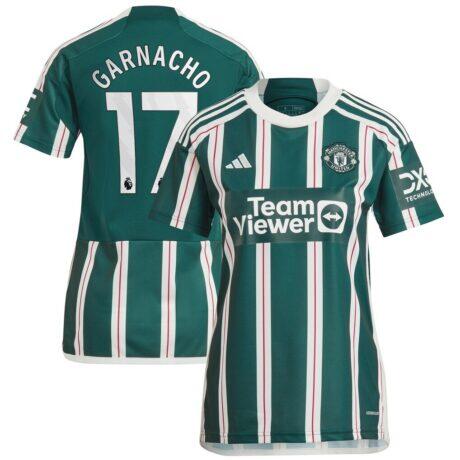 Alejandro Garnacho Manchester United adidas Women's 2023/24 Away Replica Player Jersey - Green - Front View