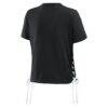 Super Bowl LVIII WEAR by Erin Andrews Women's Cropped Lace-Up T-Shirt - Black - Detail View