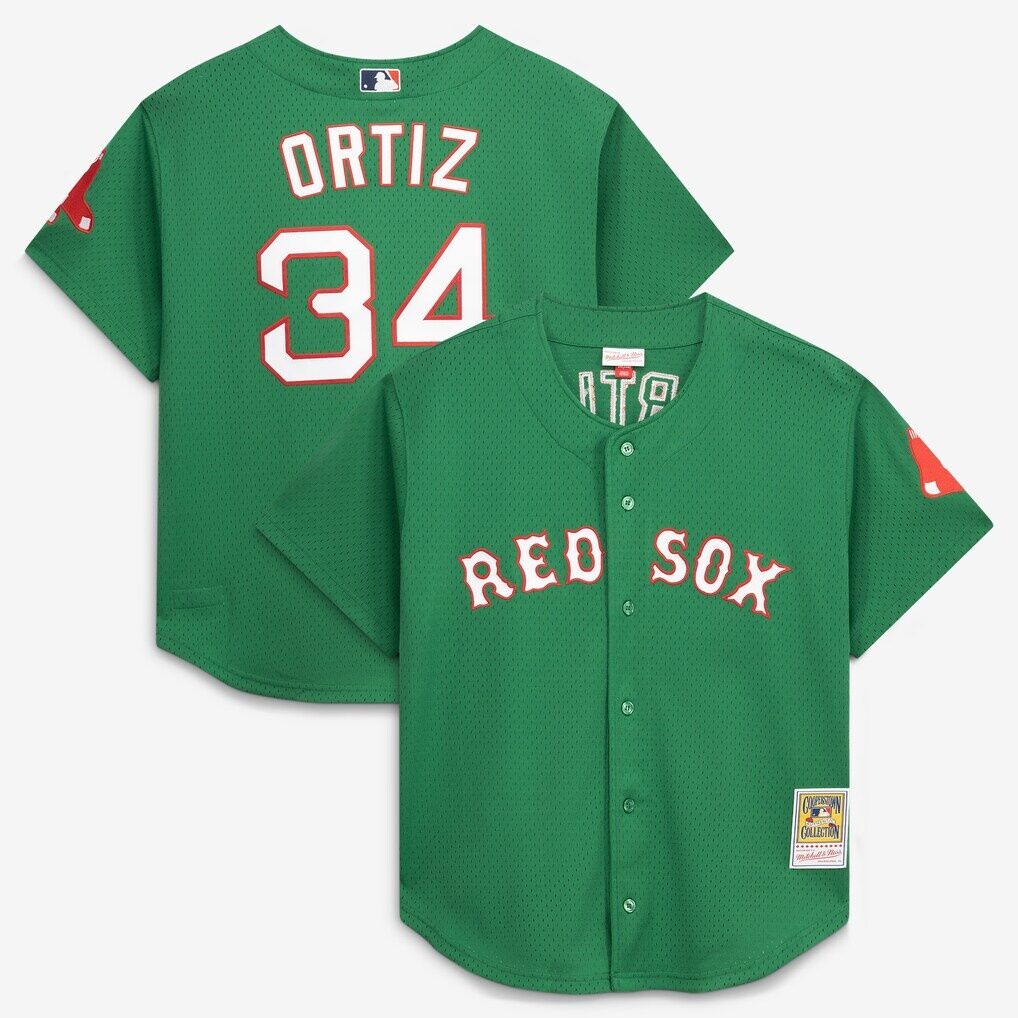 David Ortiz Boston Red Sox Mitchell & Ness Cooperstown Collection Mesh Batting Practice Jersey - Kelly Green