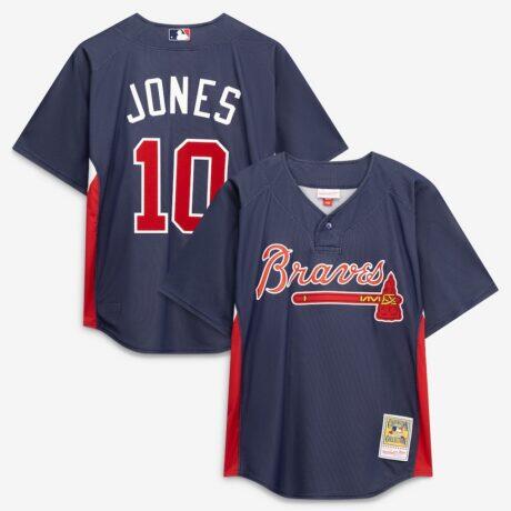 Chipper Jones Atlanta Braves Mitchell & Ness Authentic Batting Practice Jersey - Navy - Front View