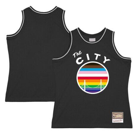 Golden State Warriors Mitchell & Ness Hardwood Classic Pride Jersey - Black - Front View