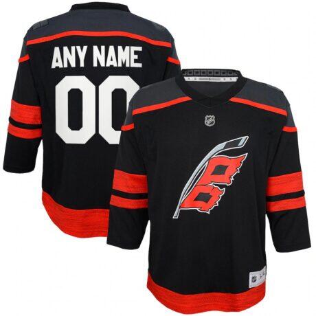 Carolina Hurricanes Youth Home Replica Custom Jersey - Black - Front View