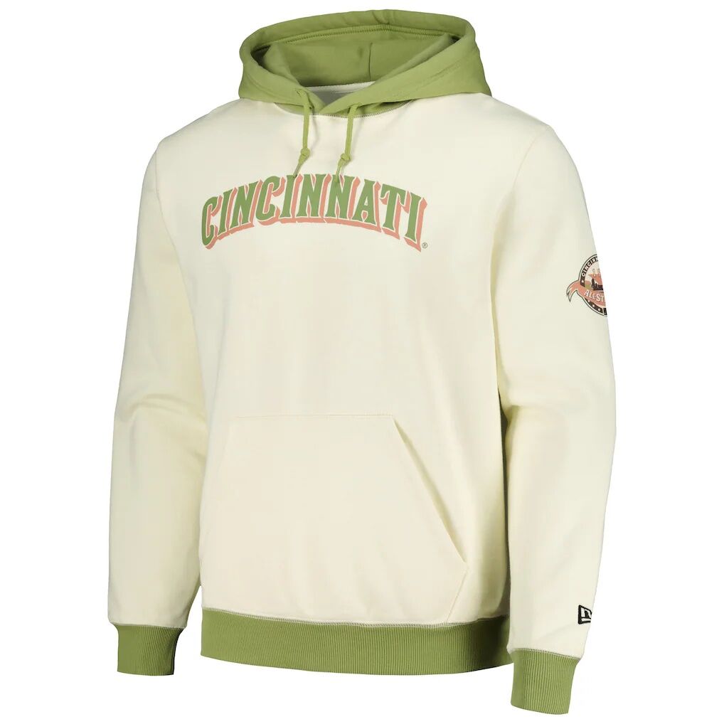 Cincinnati Reds New Era Color Pop Pullover Hoodie - Cream/Green