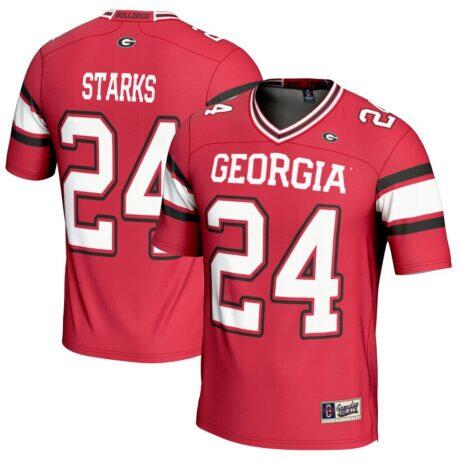 Malaki Starks Georgia Bulldogs GameDay Greats Youth NIL Player Football Jersey - Red - Front View