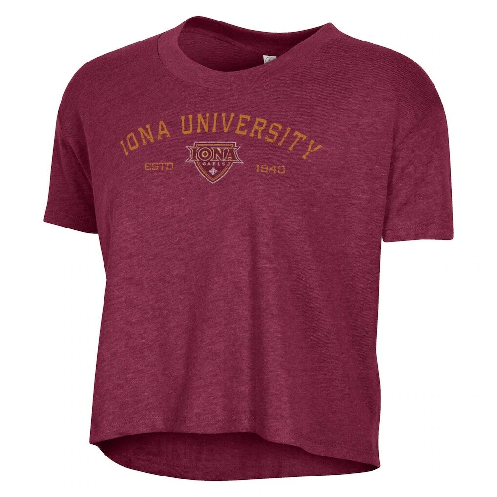 Iona University Gaels Alternative Apparel Women's Retro Jersey Headliner Cropped T-Shirt - Maroon