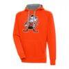Cleveland Browns Adult Throwback Logo Victory Pullover Hoodie - Orange - Front View