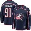 Kent Johnson Columbus Blue Jackets Fashion7 Home Breakaway Jersey - Navy - Front View