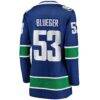 Teddy Blueger Vancouver Canucks Fashion7 Women's Home Breakaway Player Jersey - Blue - Detail View