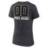 Toronto Blue Jays Women's Personalized Monochrome Name & Number V-Neck T-Shirt - Charcoal - Detail View