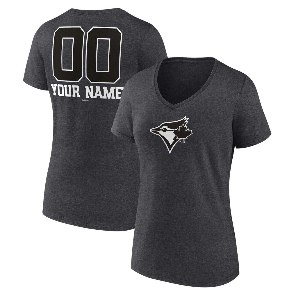 Toronto Blue Jays Women’s Personalized Monochrome Name & Number V-Neck T-Shirt