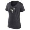 Toronto Blue Jays Women's Personalized Monochrome Name & Number V-Neck T-Shirt - Charcoal - Side View
