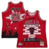 Chicago Bulls Mitchell & Ness x Tats Cru Hardwood Classics Fashion Jersey - Red - Front View