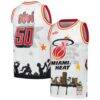Miami Heat Mitchell & Ness x Tats Cru Hardwood Classics Fashion Jersey - White - Front View