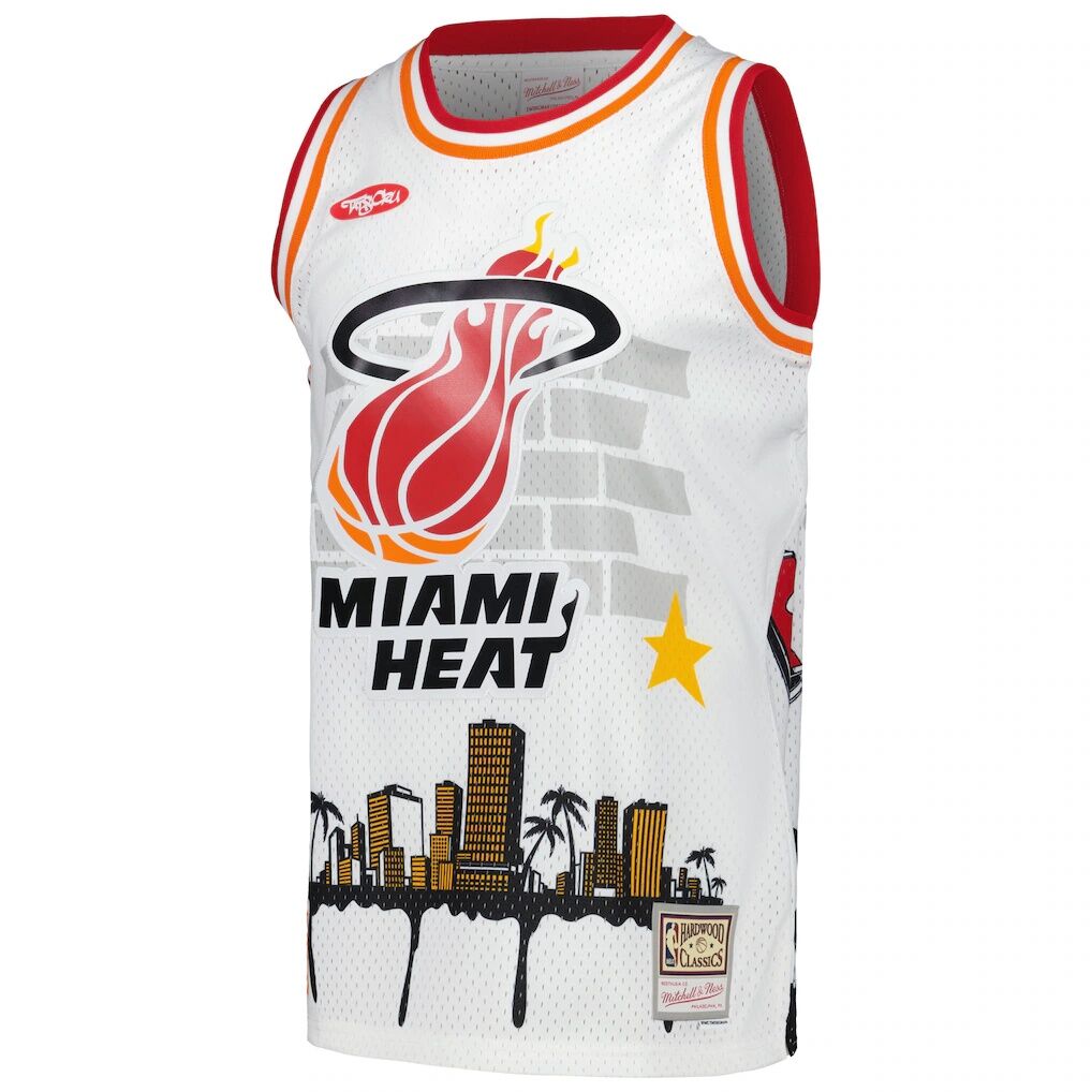 Miami Heat Mitchell & Ness x Tats Cru Hardwood Classics Fashion Jersey