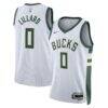 Damian Lillard Milwaukee Bucks Nike Unisex Fear The Deer Swingman Player Jersey - White - Front View