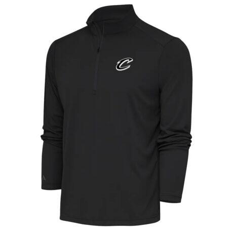 Cleveland Cavaliers Antigua Metallic Logo Tribute Quarter-Zip Top - Charcoal - Front View