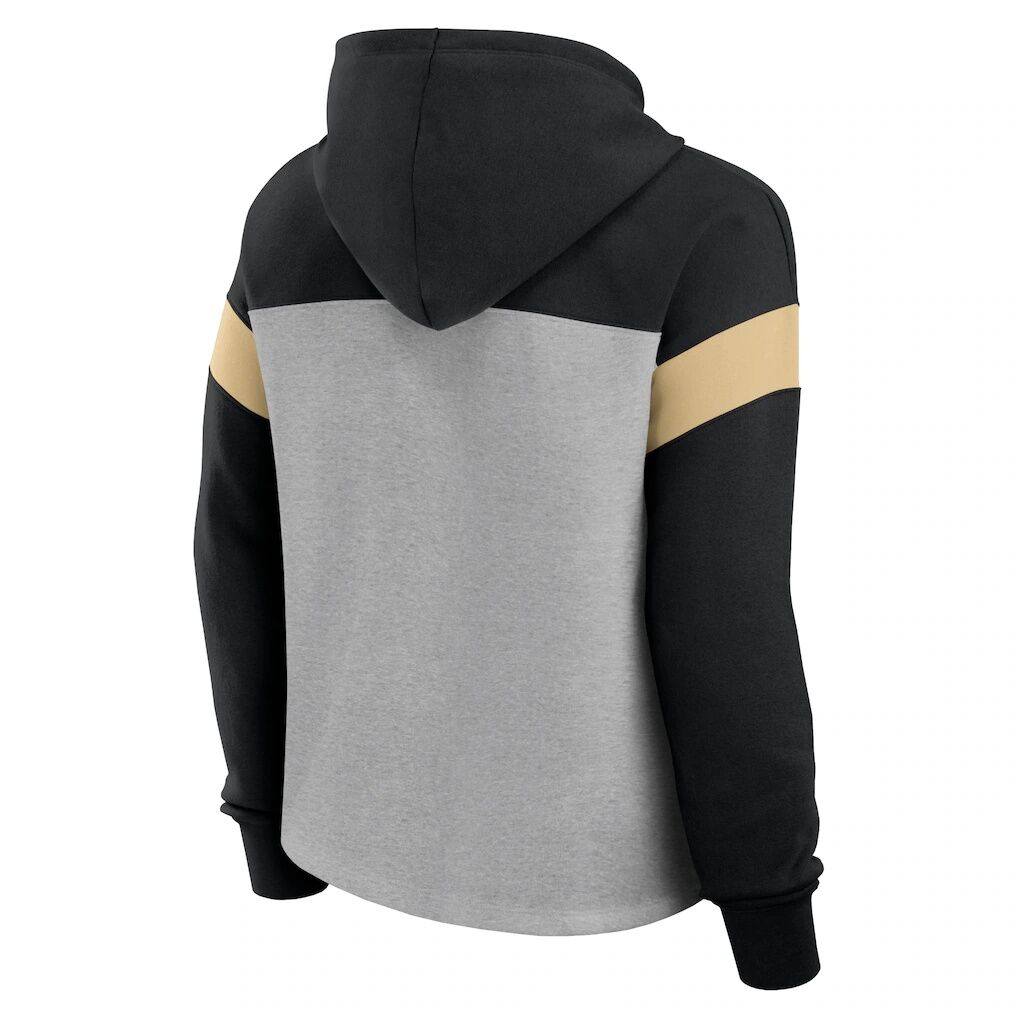 New Orleans Saints Fashion7 Women's Bold Play Call Pullover Hoodie - Heather Gray/Black
