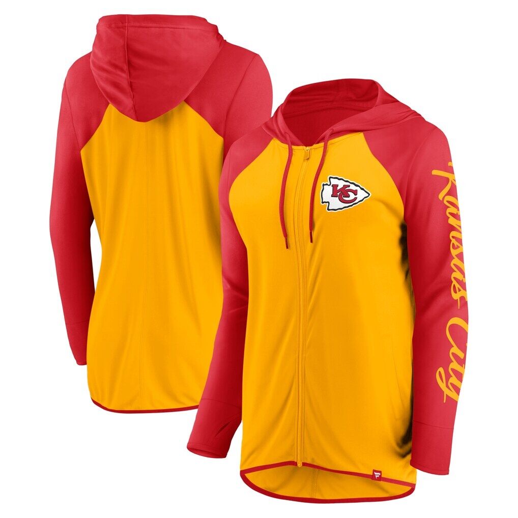 Kansas City Chiefs Fashion7 Women’s Script Full-Zip Hoodie – Gold/Red