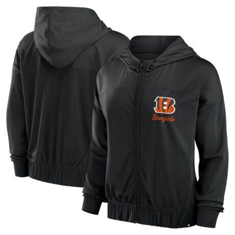 Cincinnati Bengals Fanatics Women's Script Lock Full-Zip Hoodie - Black - Front View
