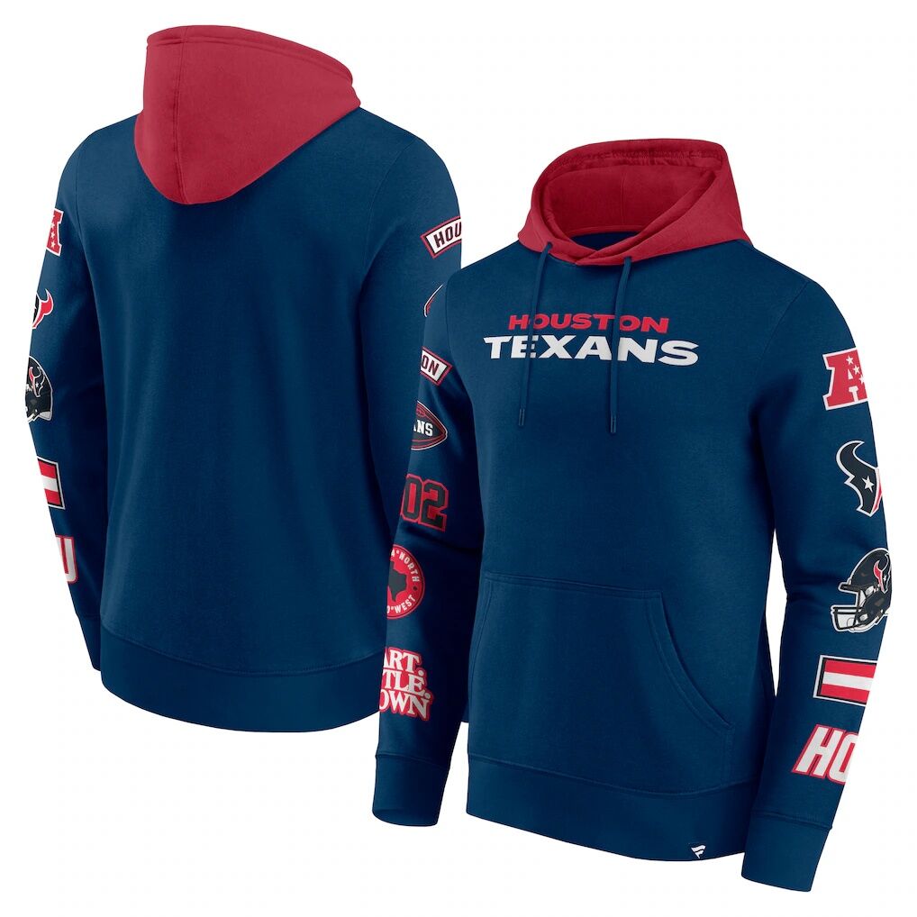 Houston Texans Fashion7  Patched Out Pullover Hoodie – Navy/Cardinal